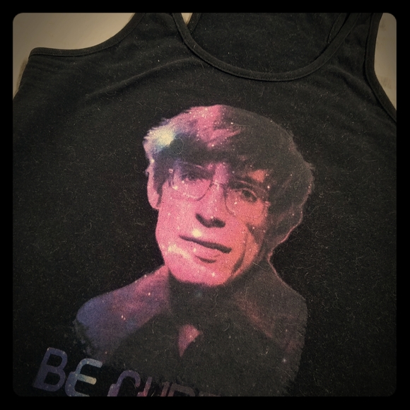 Custom handmade Tops - Stephen Hawking "Be Curious" tank